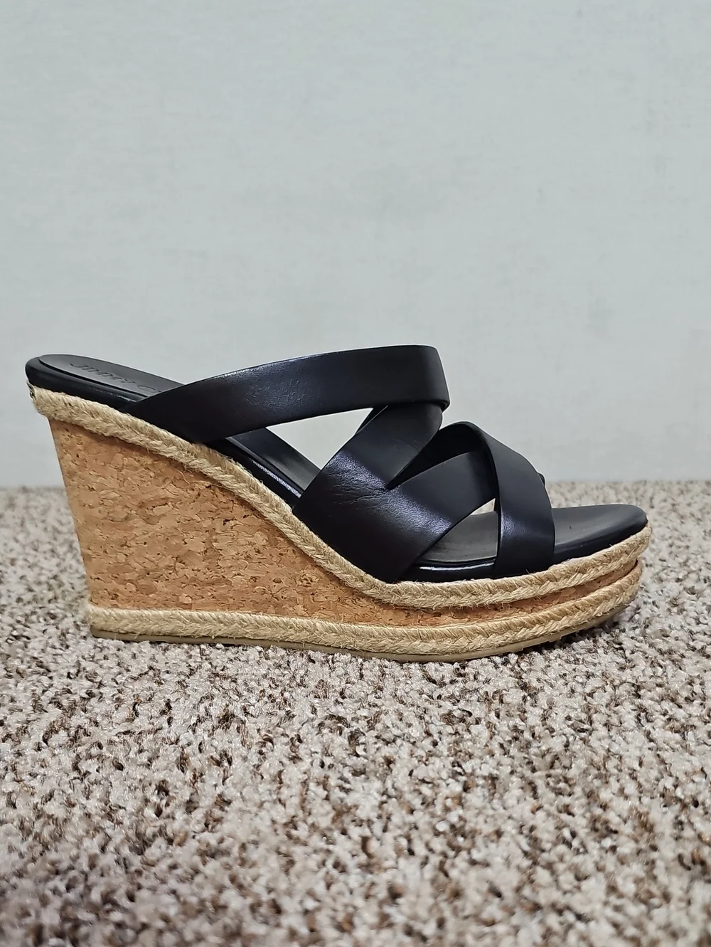 JIMMY CHOO PRISMA VACHETTA CORK WEDGE SANDALS BFPM-07-204